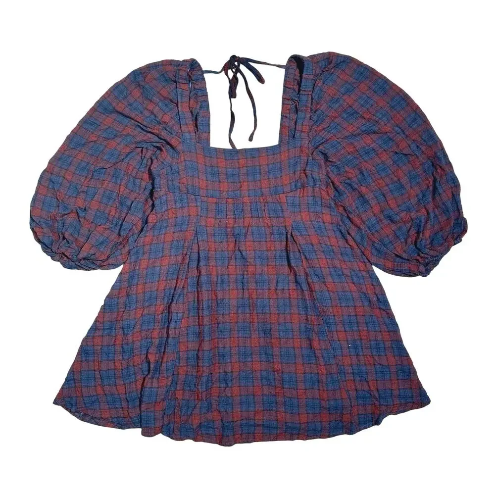 Urban Outfitters Blue and Rust Plaid Mini Dress